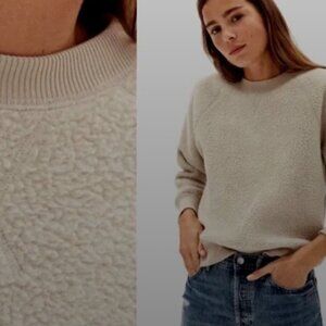 Everlane The ReNew Teddy Crewneck Sweatshirt fleece oatmeal cream XS